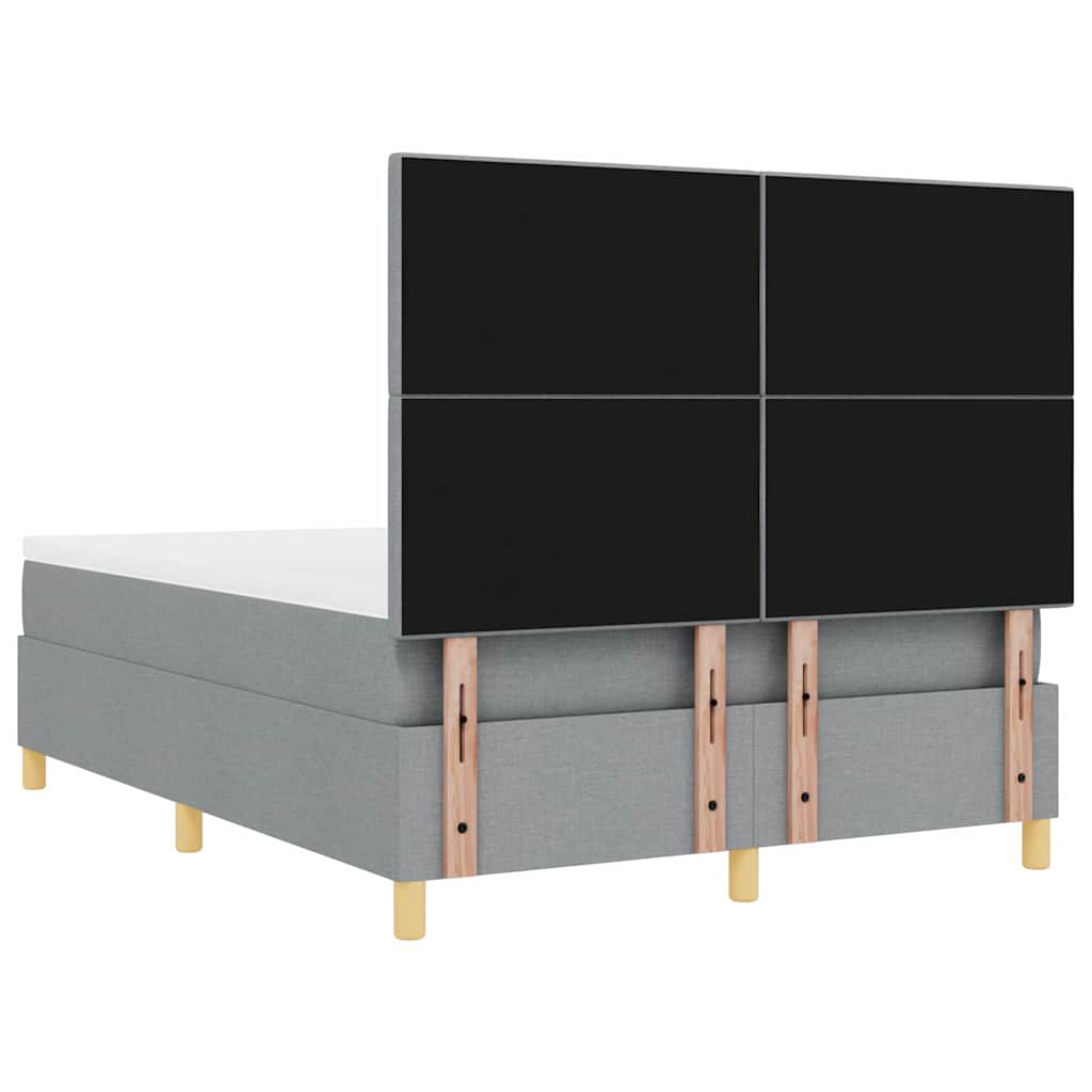 LED Box Spring Krevet Svijetlo siva 140 x 190 cm tkanina