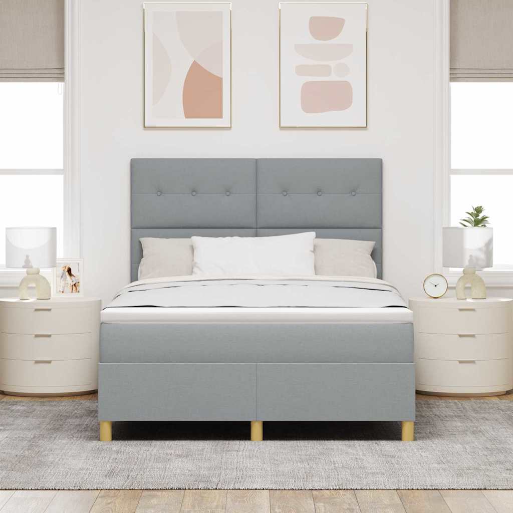 LED Box Spring Krevet Svijetlo siva 140 x 200 cm tkanina