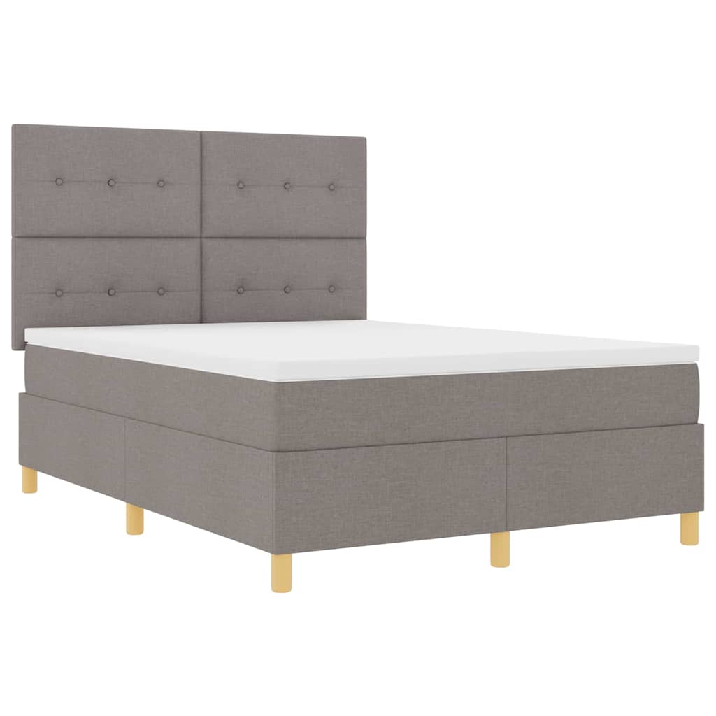 LED Box Spring Krevet Sivo-smeđa 140 x 200 cm tkanina