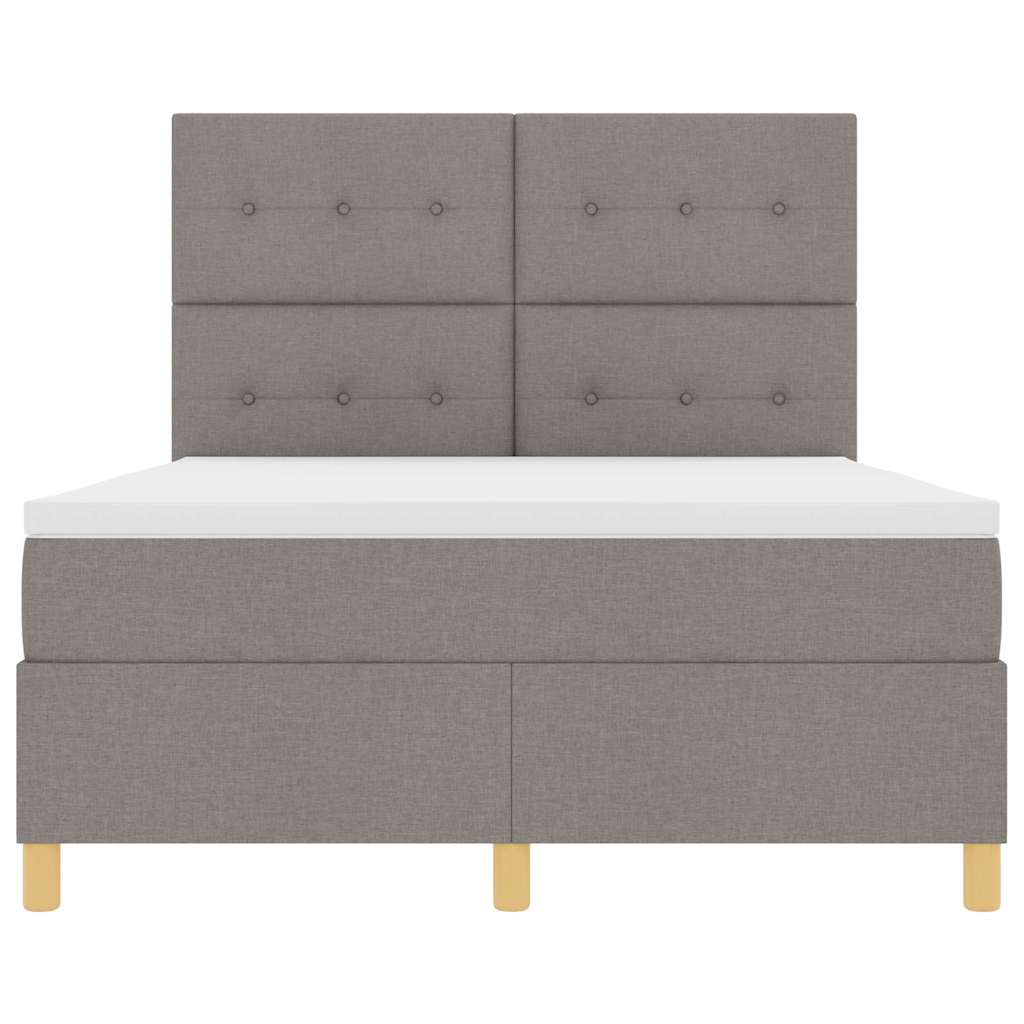 LED Box Spring Krevet Sivo-smeđa 140 x 200 cm tkanina