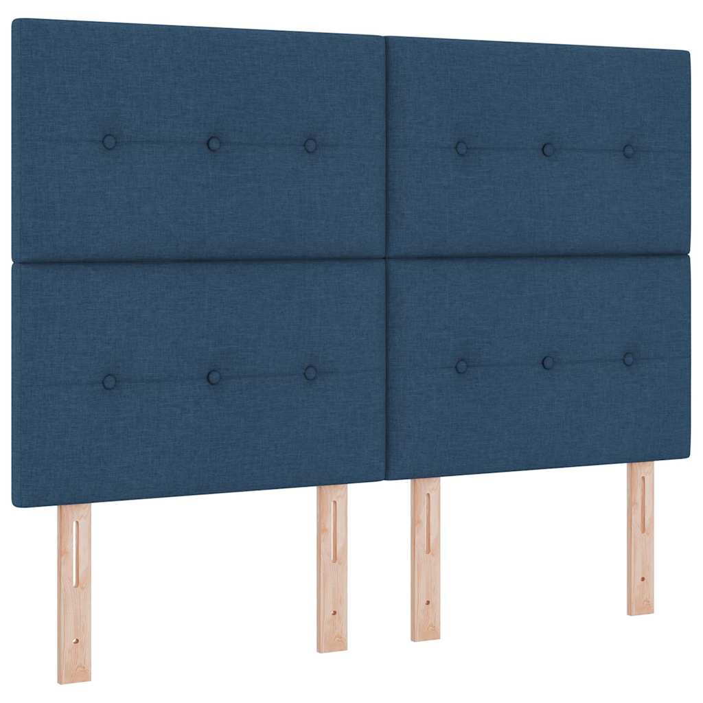 LED Box Spring Krevet s uzglavljem Plava 140 x 200 cm tkanina