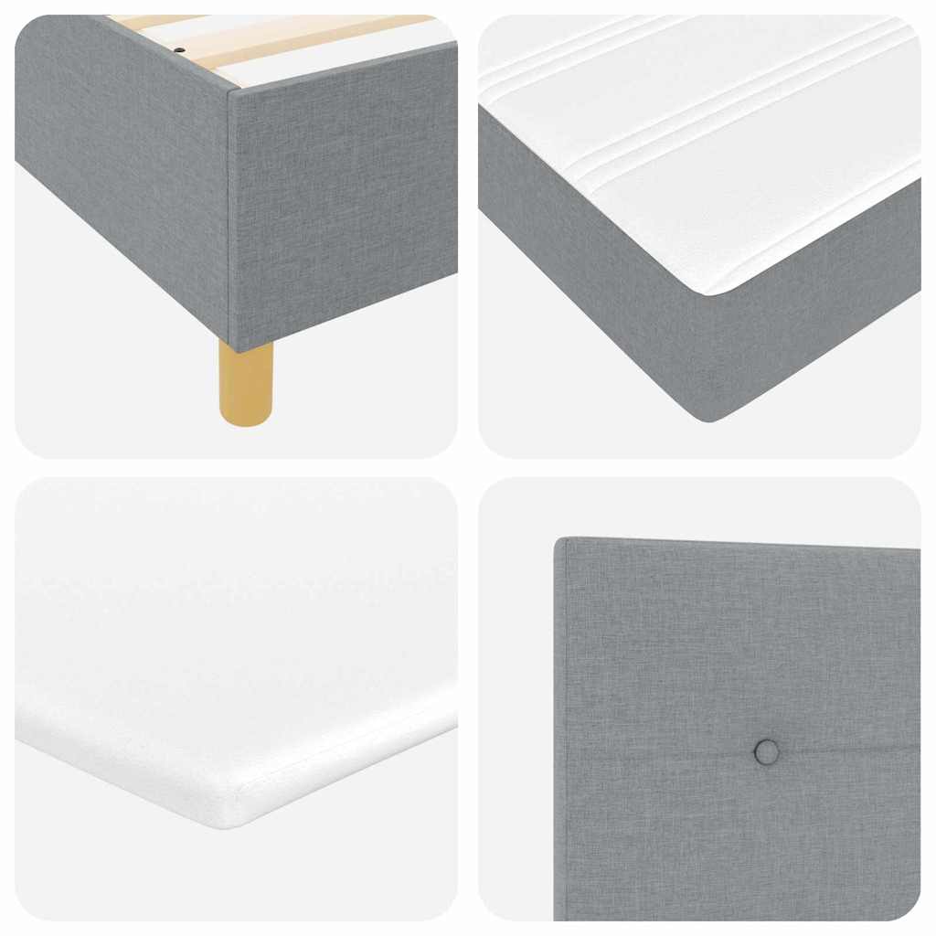 LED Box Spring Krevet Svijetlo siva 160 x 200 cm tkanina