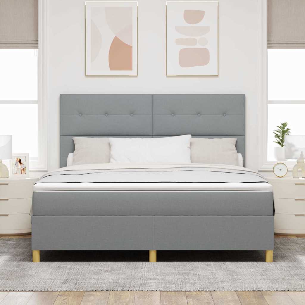 LED Box Spring Krevet Svijetlo siva 180 x 200 cm tkanina