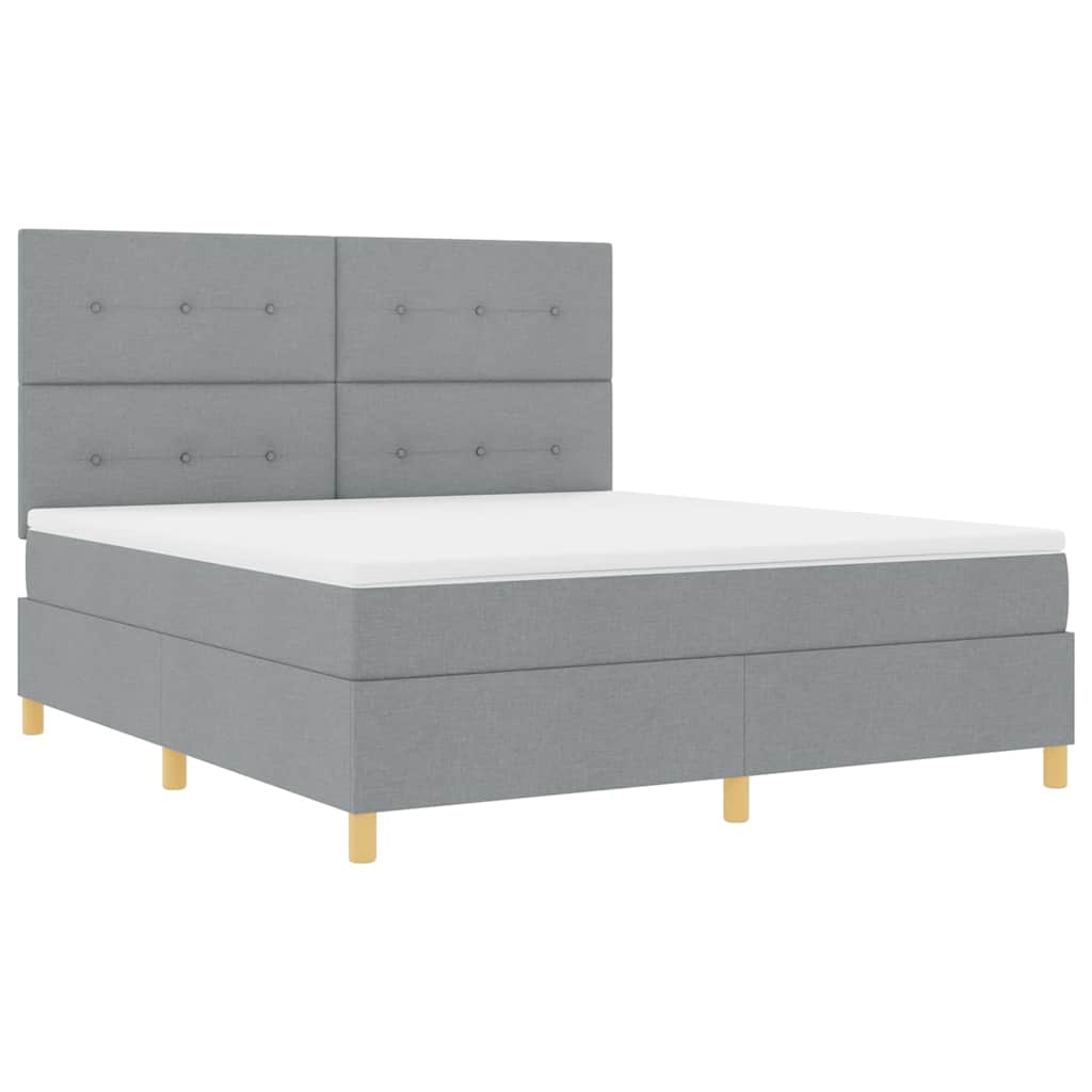 LED Box Spring Krevet Svijetlo siva 180 x 200 cm tkanina