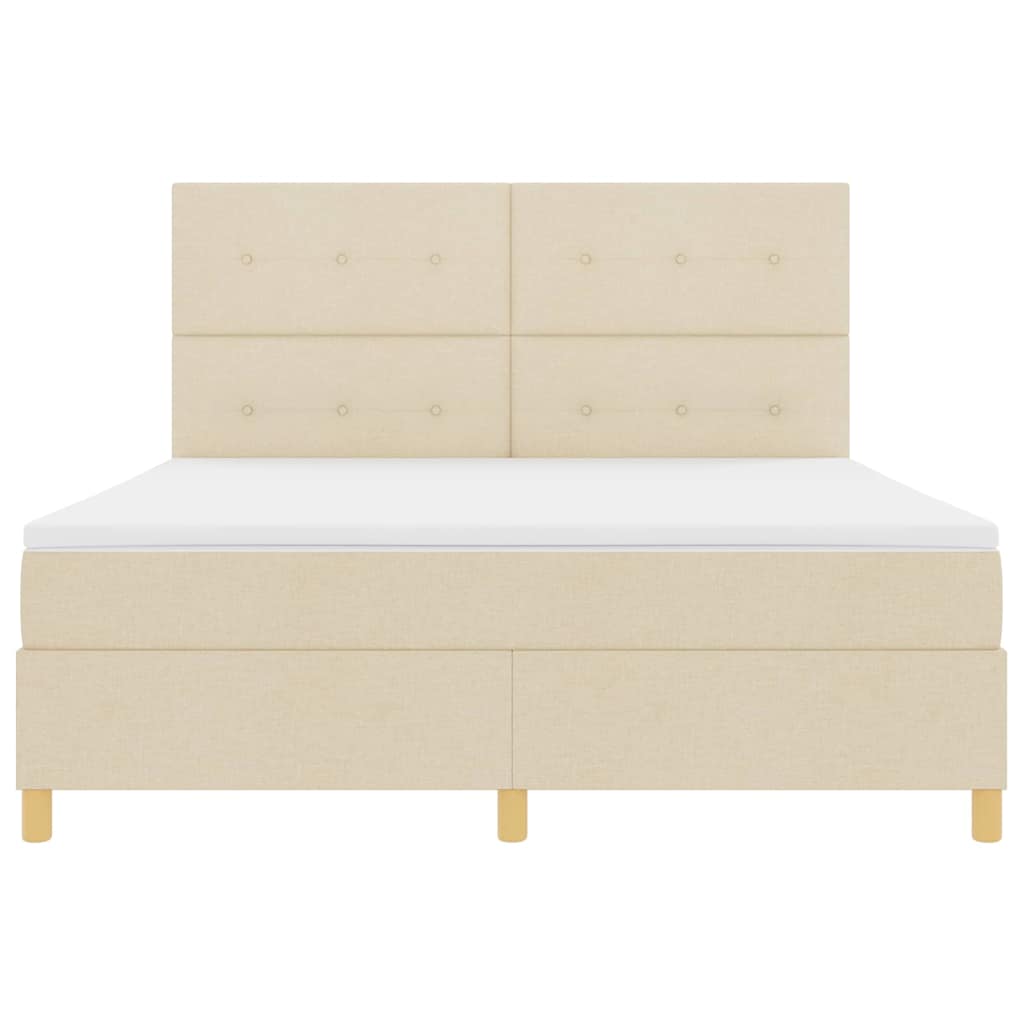 LED Box Spring Krevet s uzglavljem Krema 180 x 200 cm tkanina