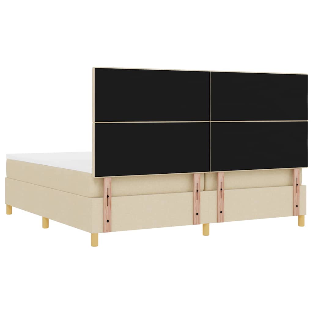 LED Box Spring Krevet s madracem Krema 200 x 200 cm tkanina