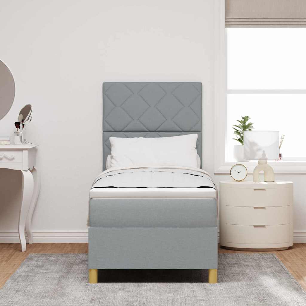 LED Box Spring Krevet Svijetlo siva 80 x 200 cm tkanina