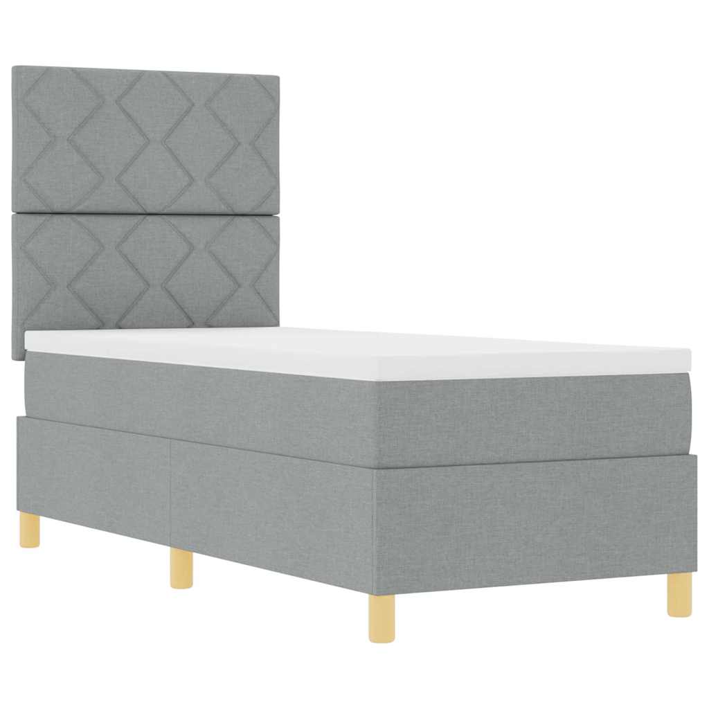 LED Box Spring Krevet Svijetlo siva 80 x 200 cm tkanina
