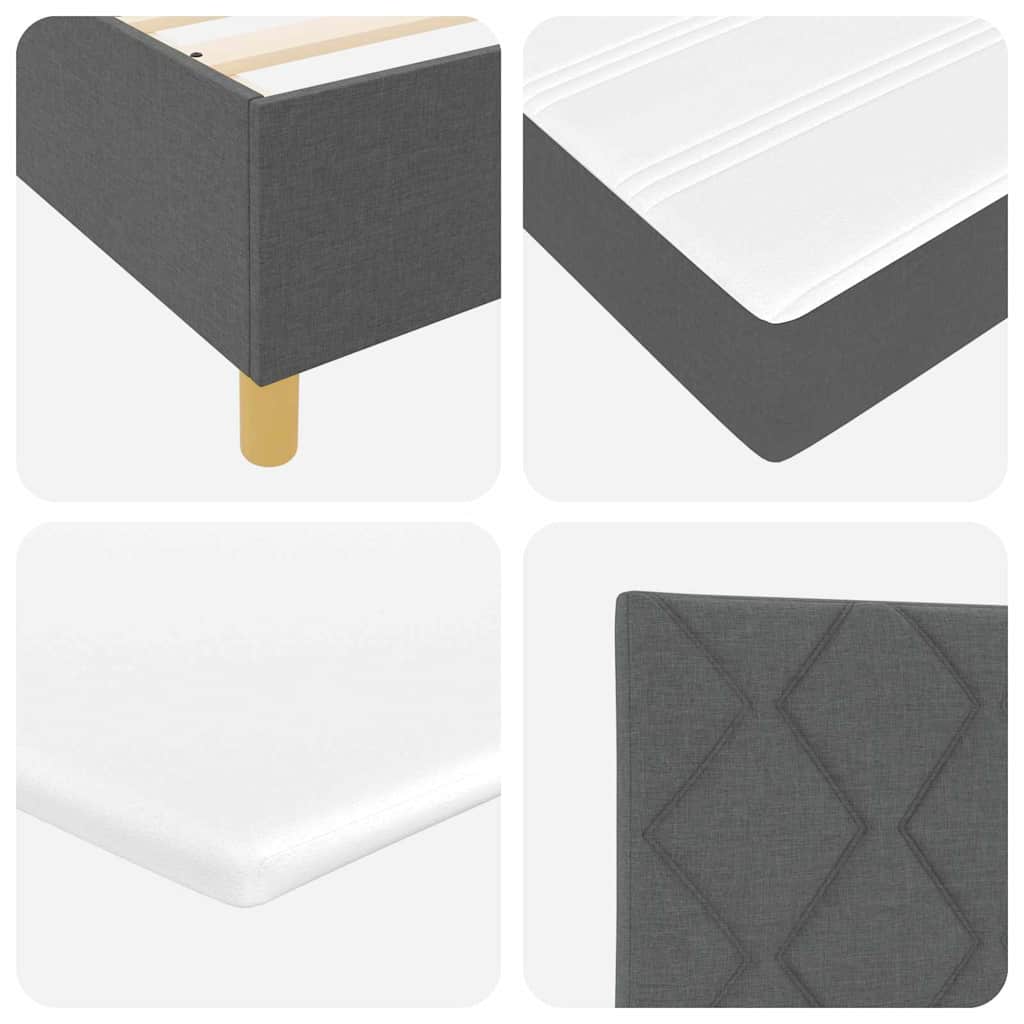 LED Box Spring Krevet Tamno siva 90 x 190 cm tkanina