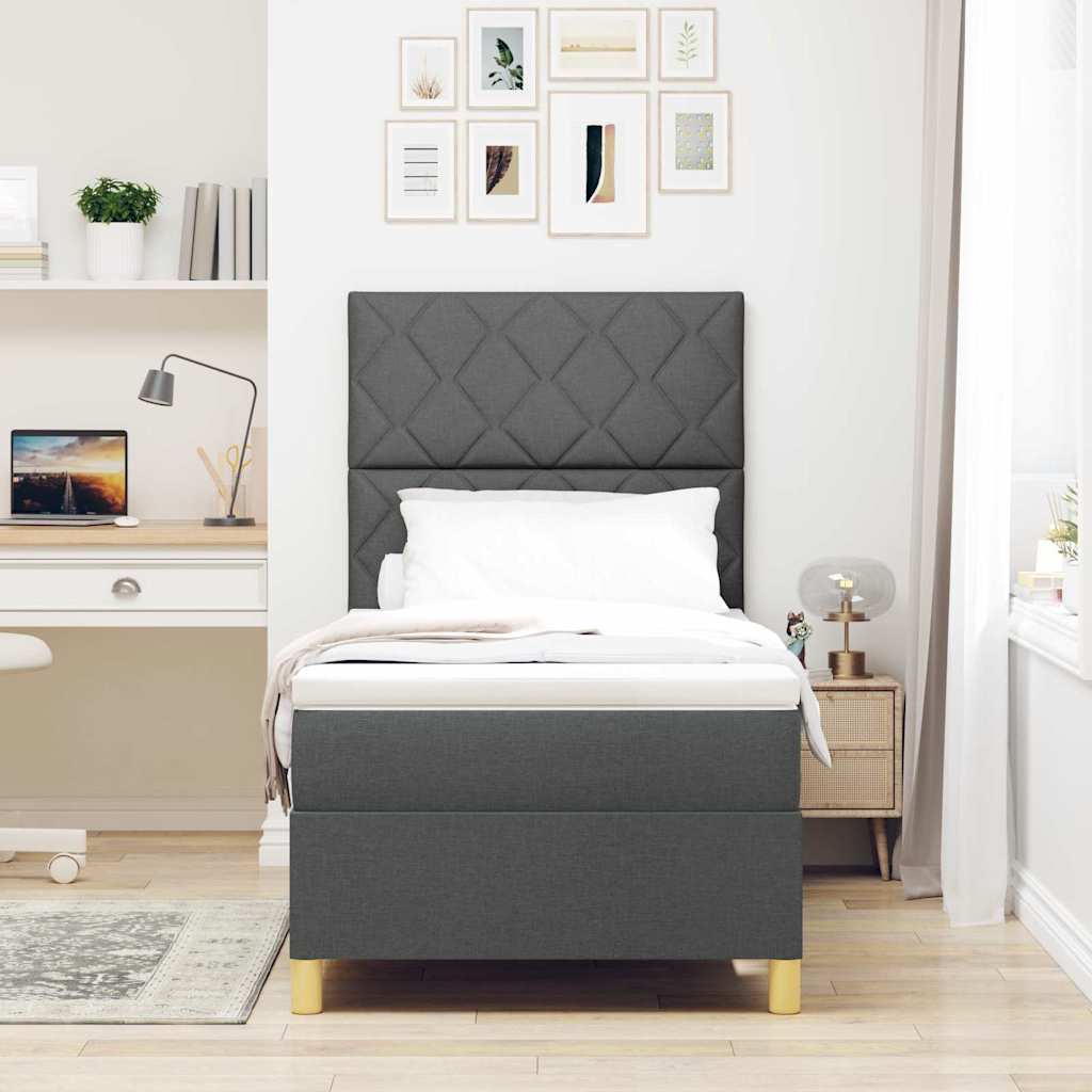 LED Box Spring Krevet Tamno siva 90 x 190 cm tkanina