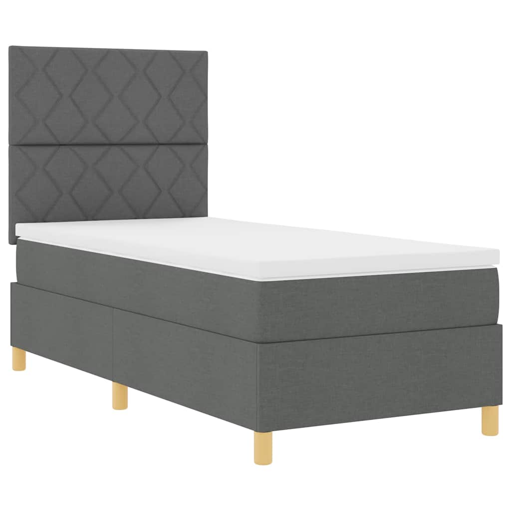 LED Box Spring Krevet Tamno siva 90 x 190 cm tkanina
