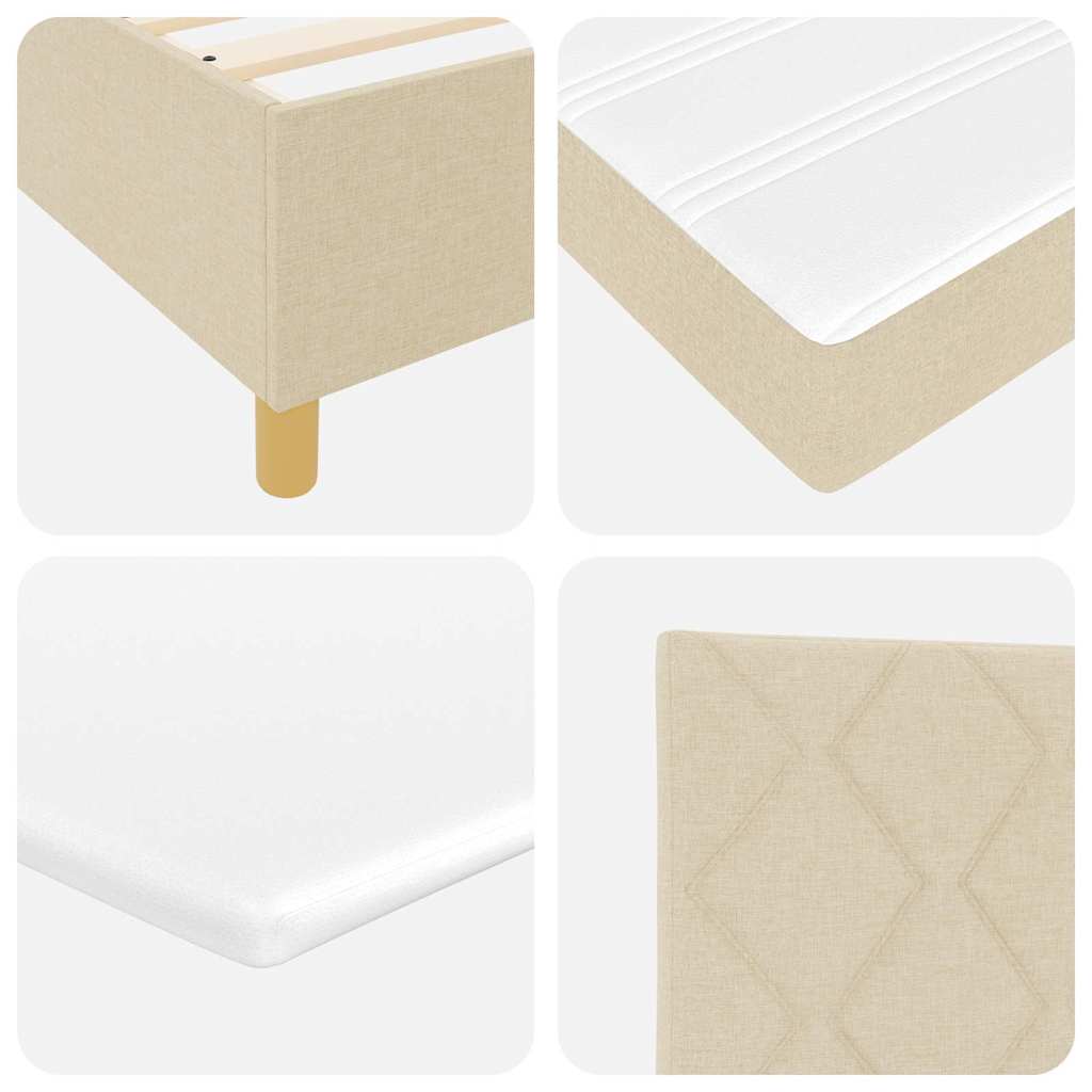 LED Box Spring Krevet s uzglavljem Krema 90 x 190 cm tkanina