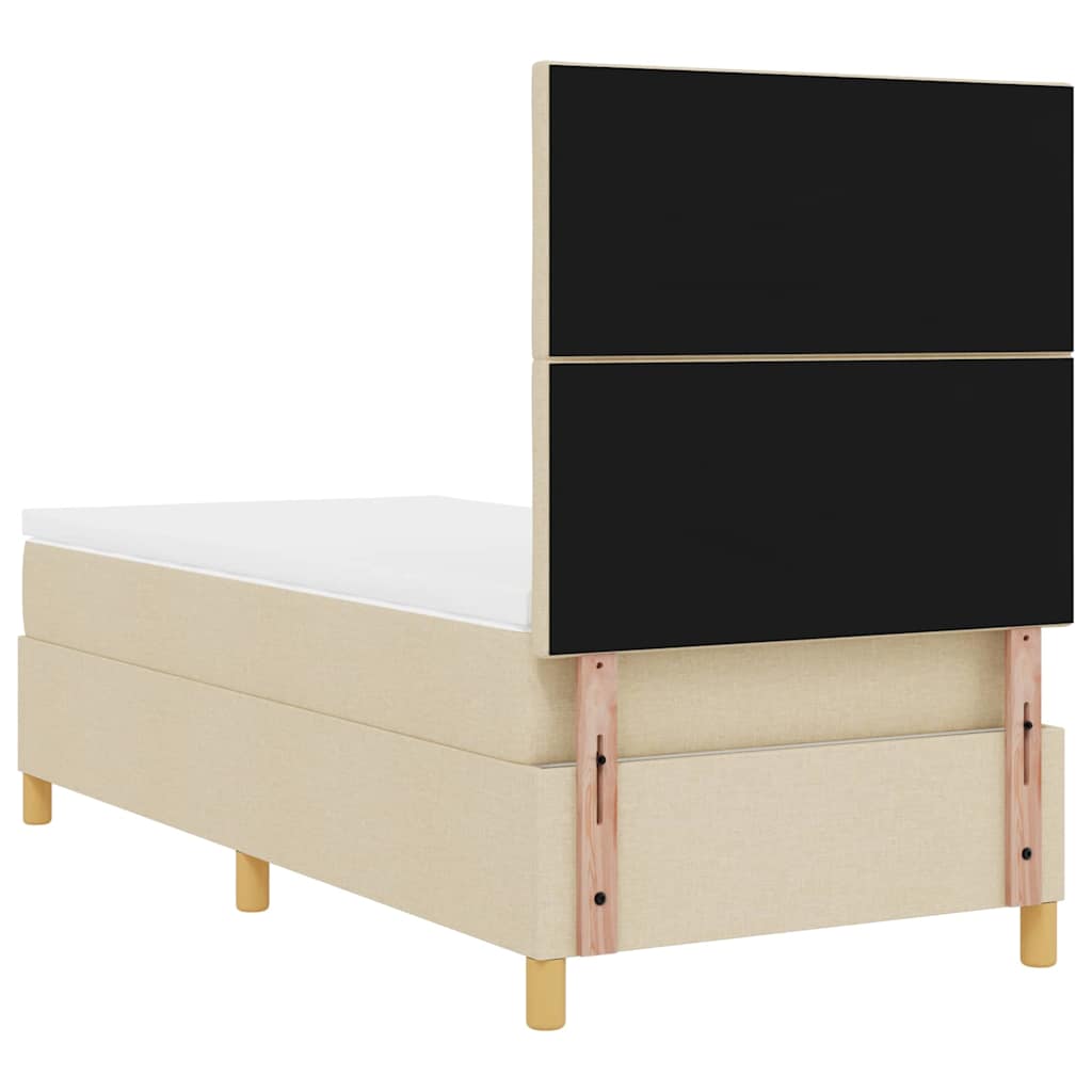 LED Box Spring Krevet s uzglavljem Krema 90 x 190 cm tkanina