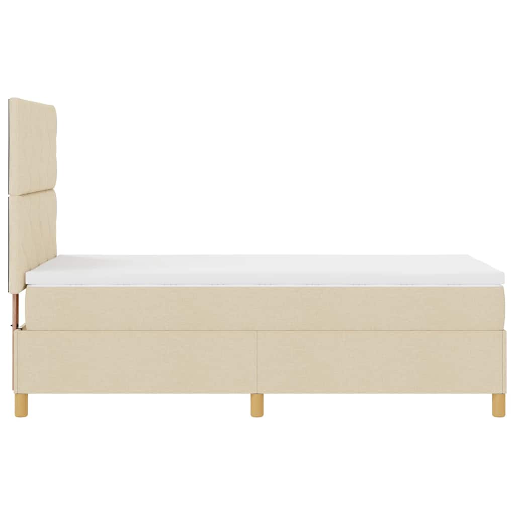LED Box Spring Krevet s uzglavljem Krema 90 x 190 cm tkanina
