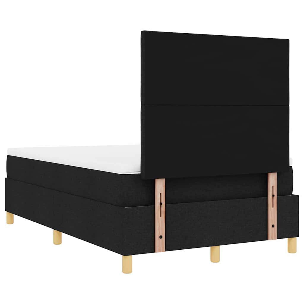 LED Box Spring Krevet s madracem Crna 120 x 190 cm tkanina