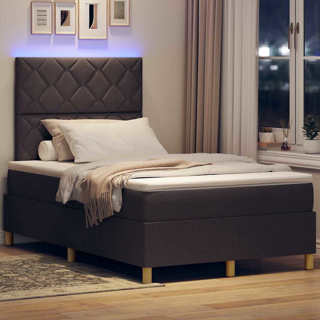 LED Box Spring Krevet Tamno smeđa 120 x 190 cm tkanina