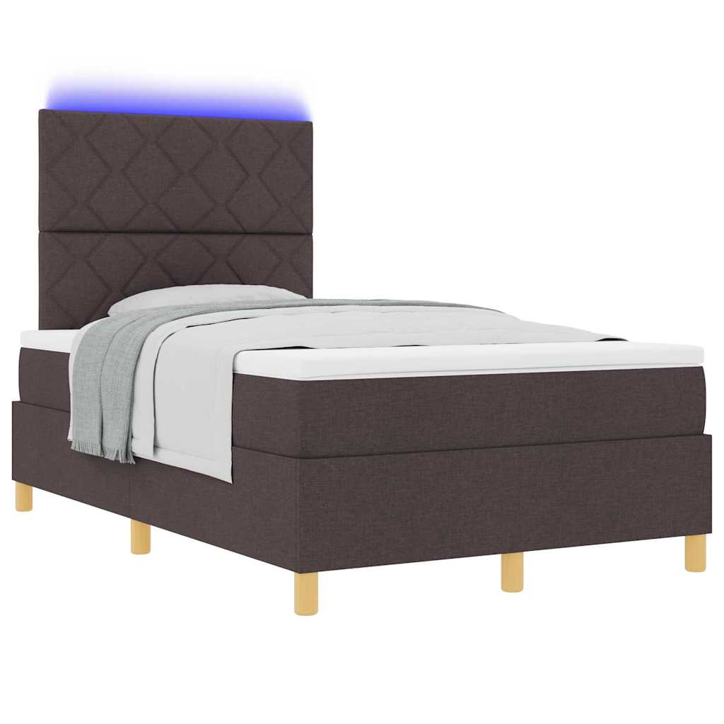 LED Box Spring Krevet Tamno smeđa 120 x 190 cm tkanina