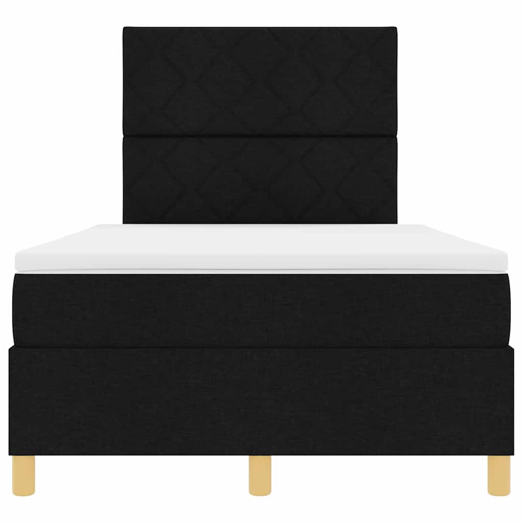 LED Box Spring Krevet s madracem Crna 120 x 200 cm tkanina