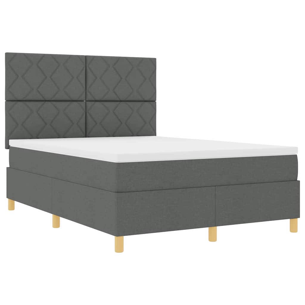 LED Box Spring Krevet Tamno siva 140 x 190 cm tkanina