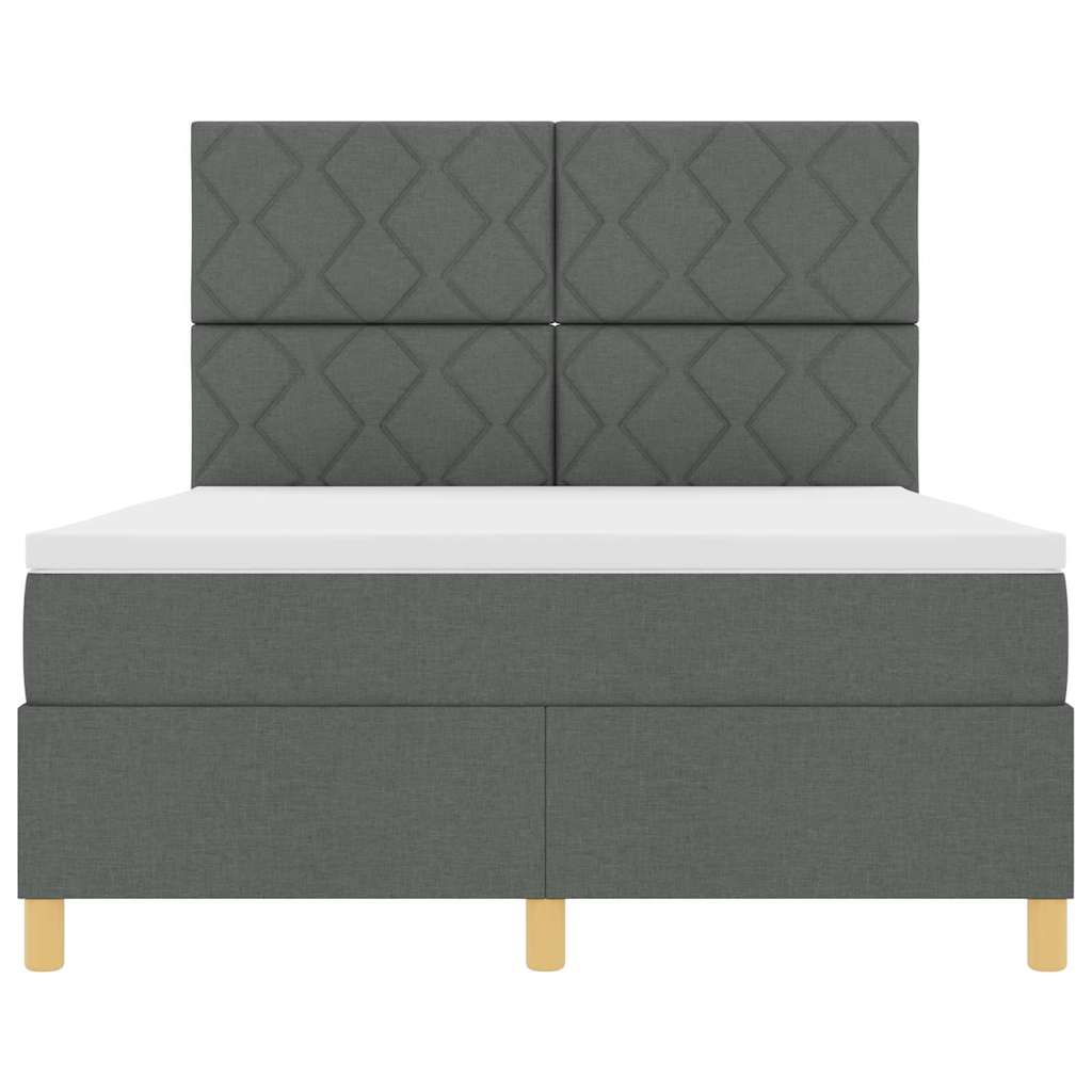 LED Box Spring Krevet Tamno siva 140 x 190 cm tkanina