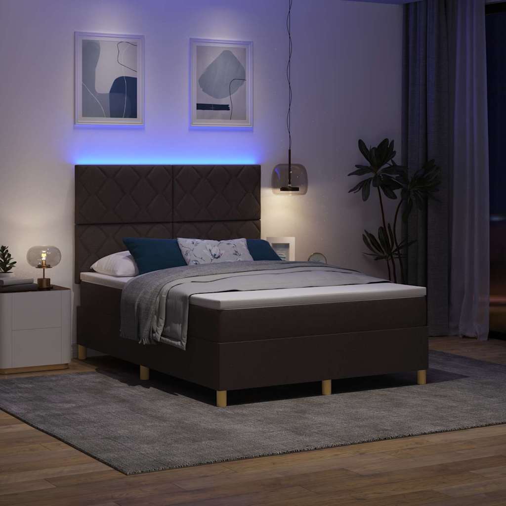 LED Box Spring Krevet Tamno smeđa 160 x 200 cm tkanina