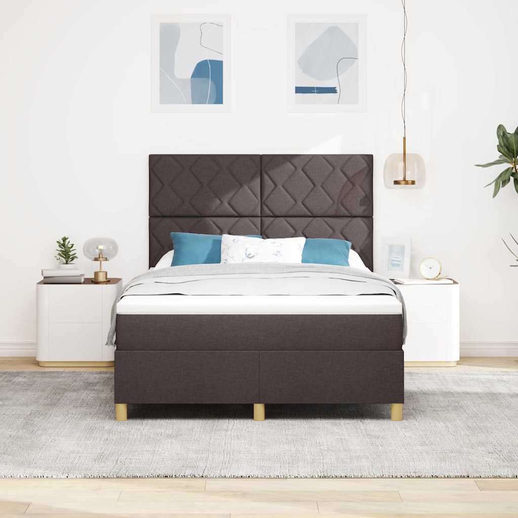 LED Box Spring Krevet Tamno smeđa 160 x 200 cm tkanina