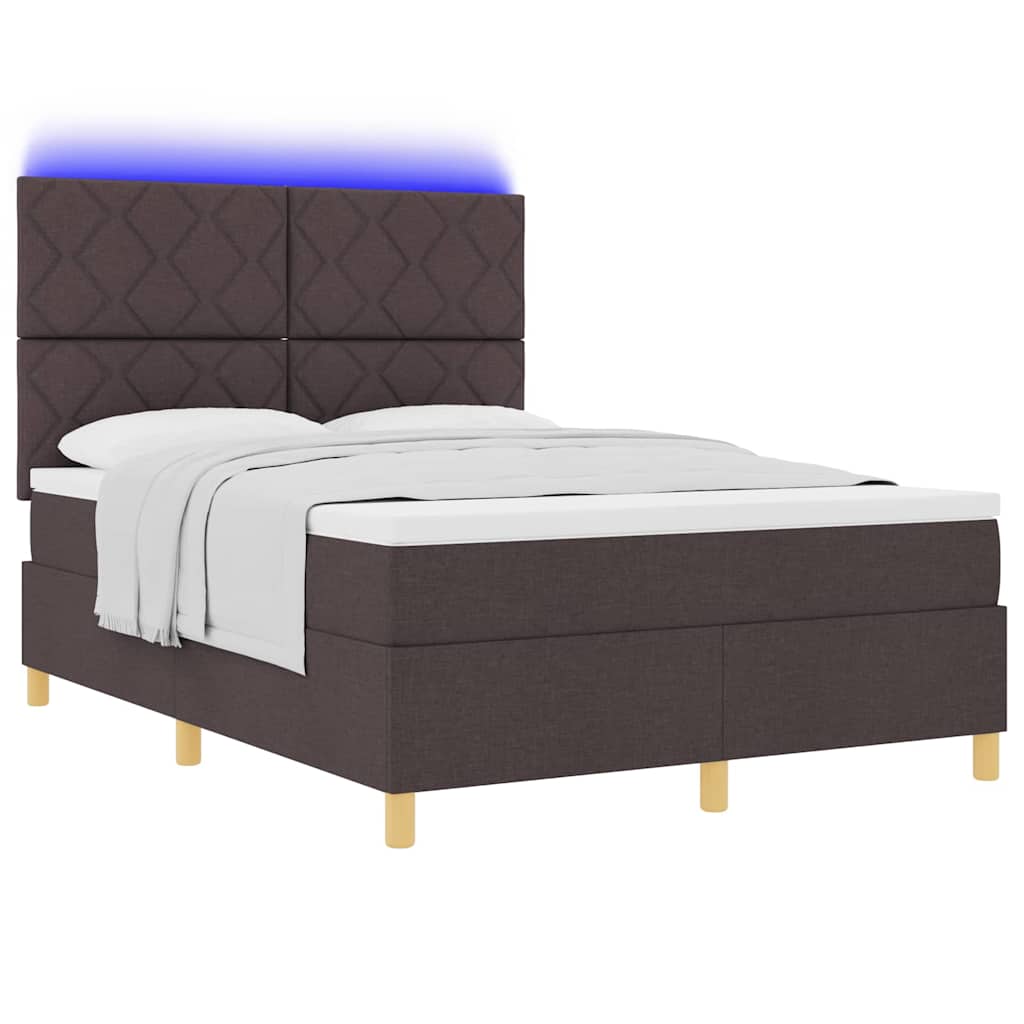 LED Box Spring Krevet Tamno smeđa 160 x 200 cm tkanina