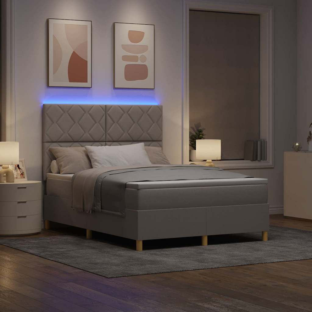 LED Box Spring Krevet Sivo-smeđa 160 x 200 cm tkanina