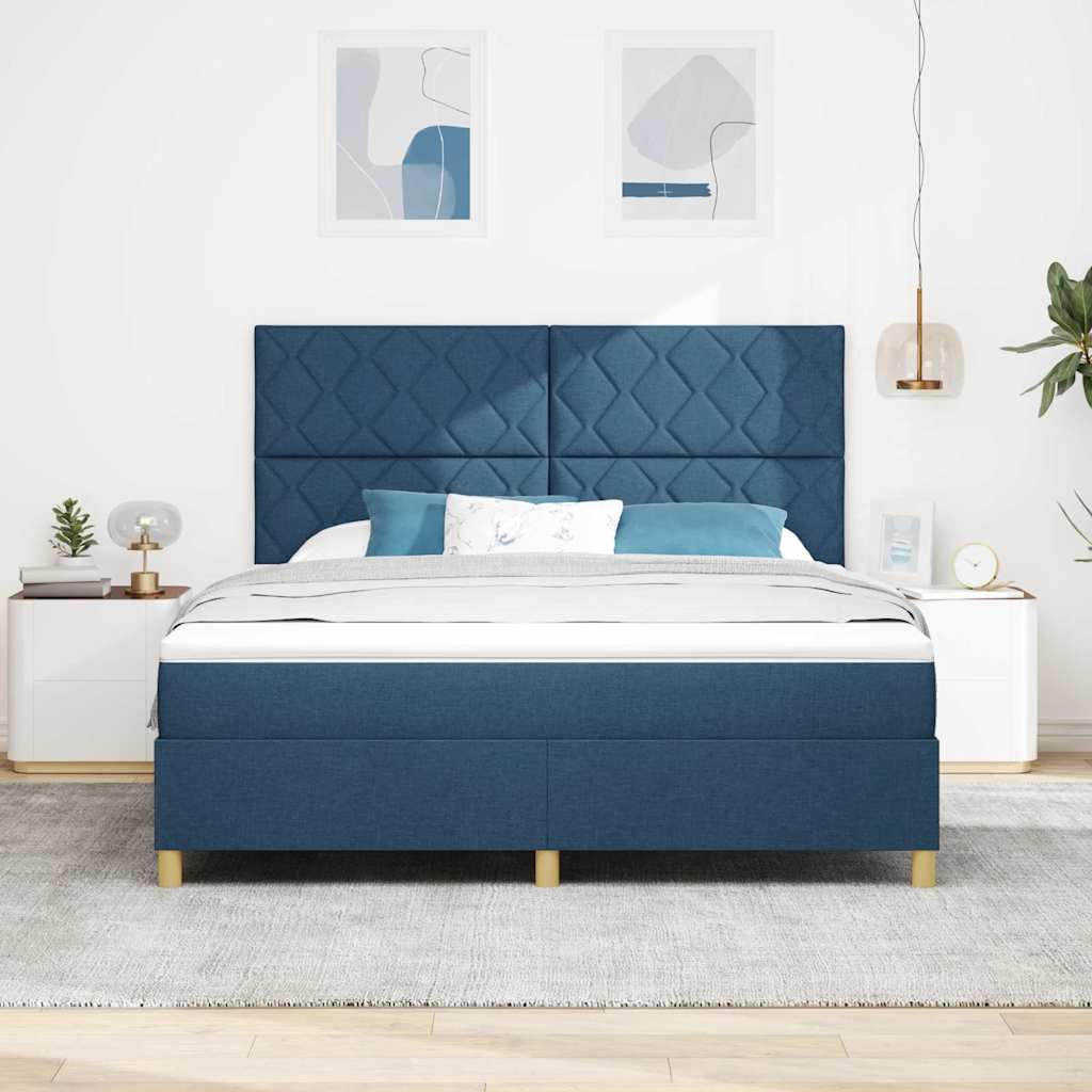 LED Box Spring Krevet s uzglavljem Plava 180 x 200 cm tkanina