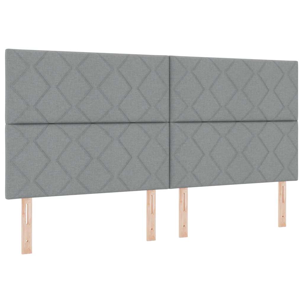 LED Box Spring Krevet Svijetlo siva 200 x 200 cm tkanina
