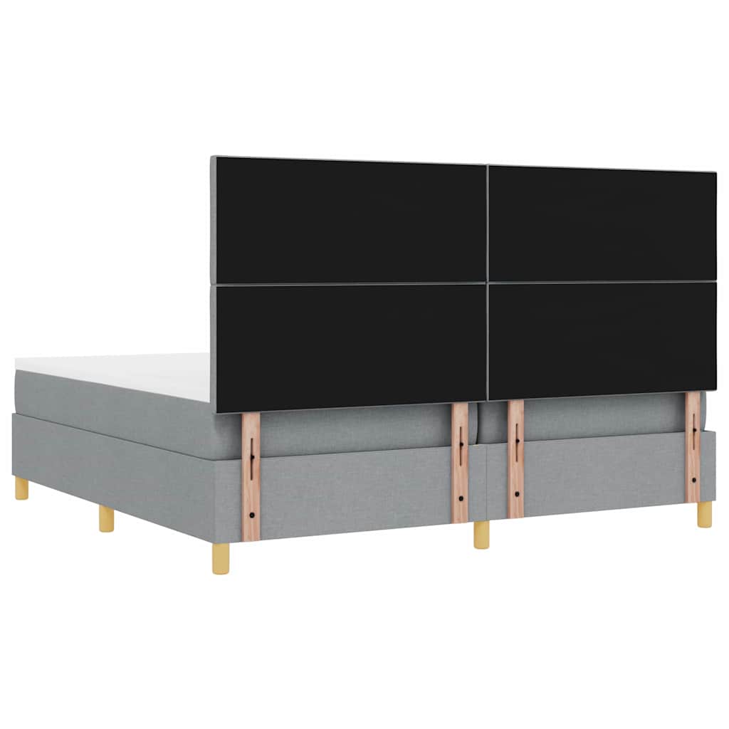 LED Box Spring Krevet Svijetlo siva 200 x 200 cm tkanina