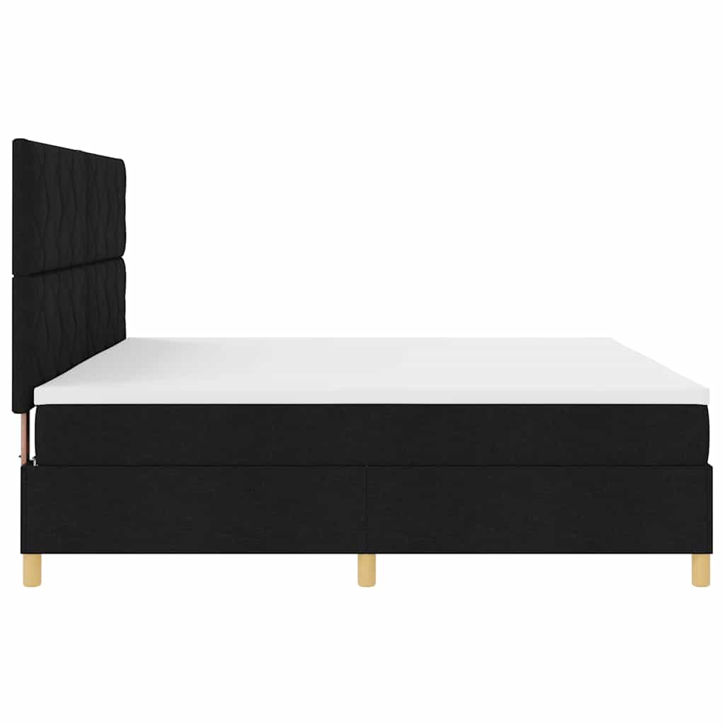LED Box Spring Krevet s madracem Crna 200 x 200 cm tkanina