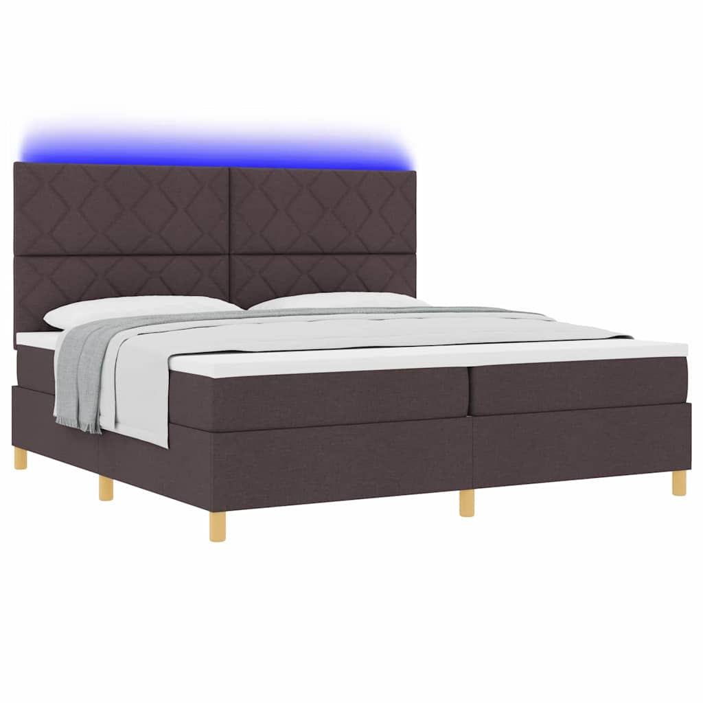 LED Box Spring Krevet Tamno smeđa 200 x 200 cm tkanina
