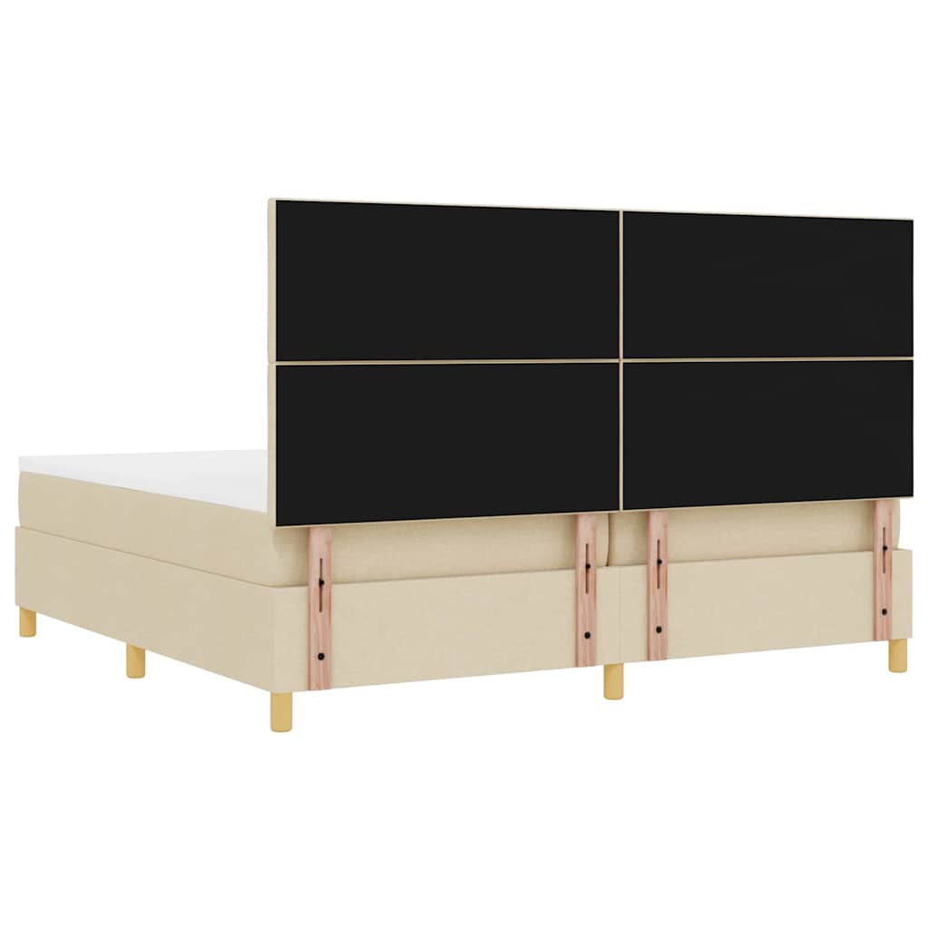LED Box Spring Krevet s madracem Krema 200 x 200 cm tkanina