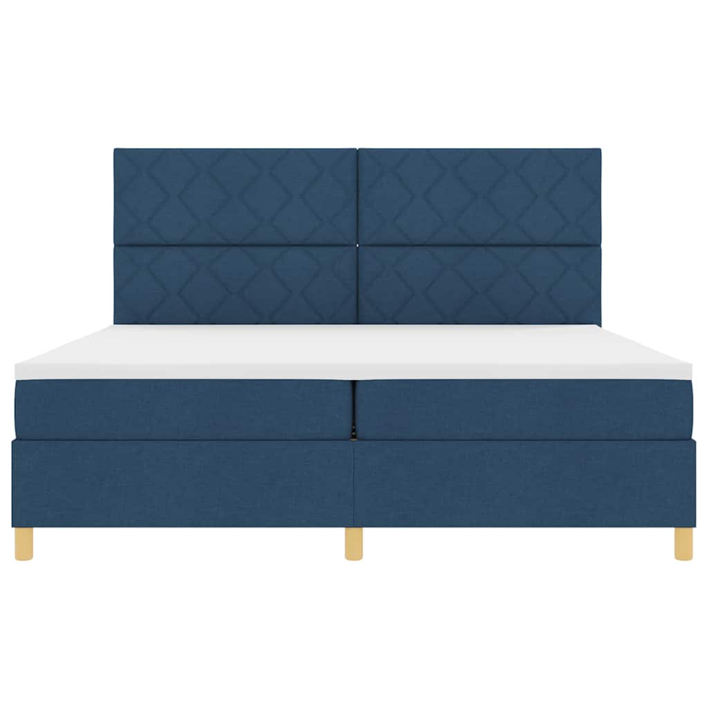 LED Box Spring Krevet s madracem Plava 200 x 200 cm tkanina