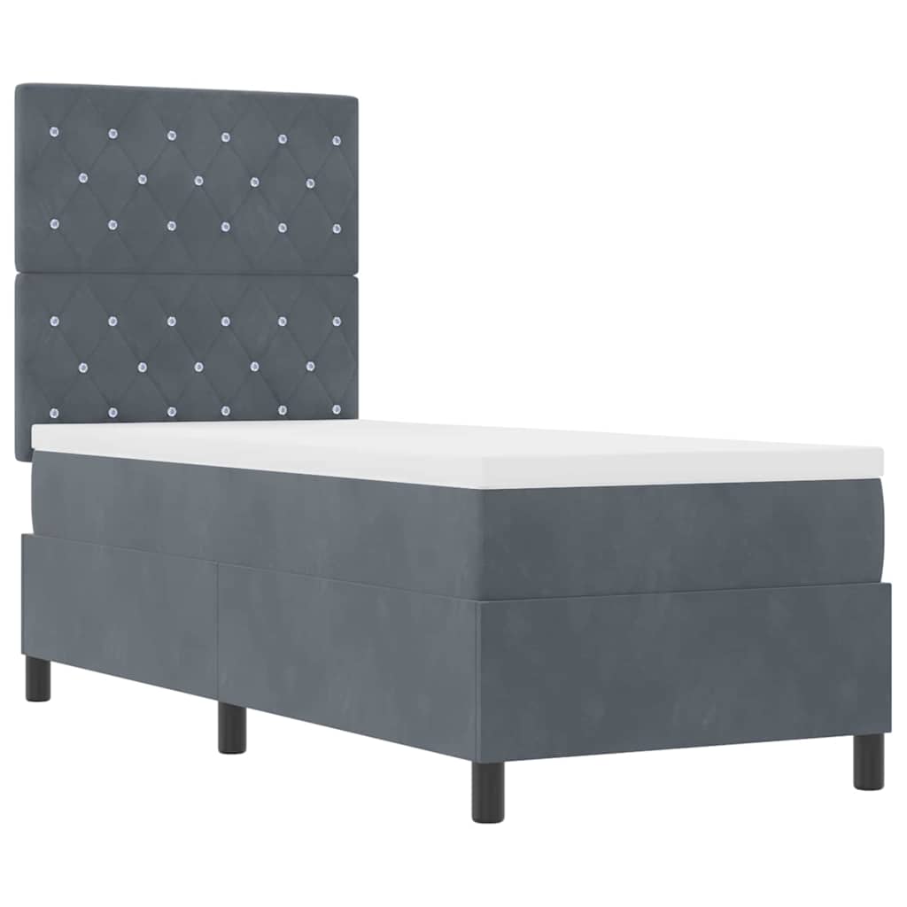 LED Box Spring Krevet s madracem Tamno siva 80 x 200 cm tkanina