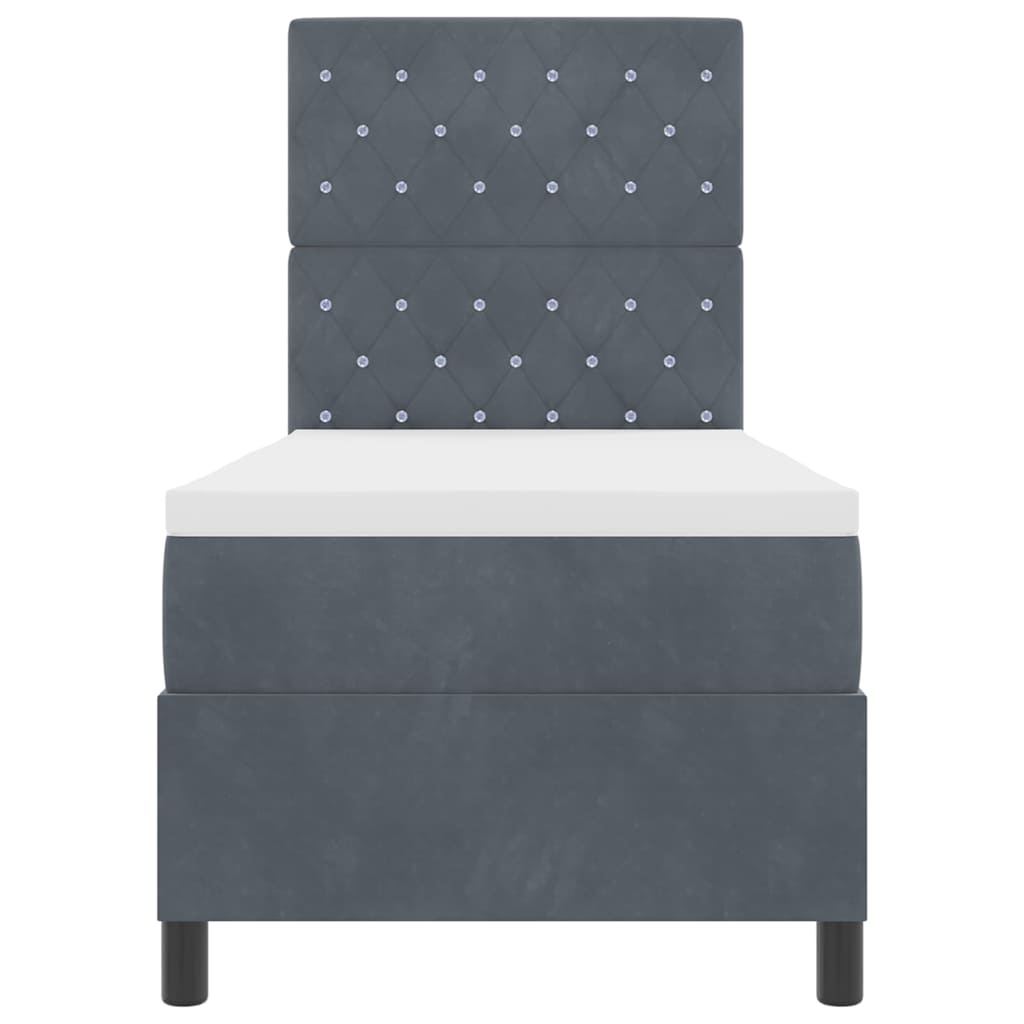 LED Box Spring Krevet s madracem Tamno siva 80 x 200 cm tkanina