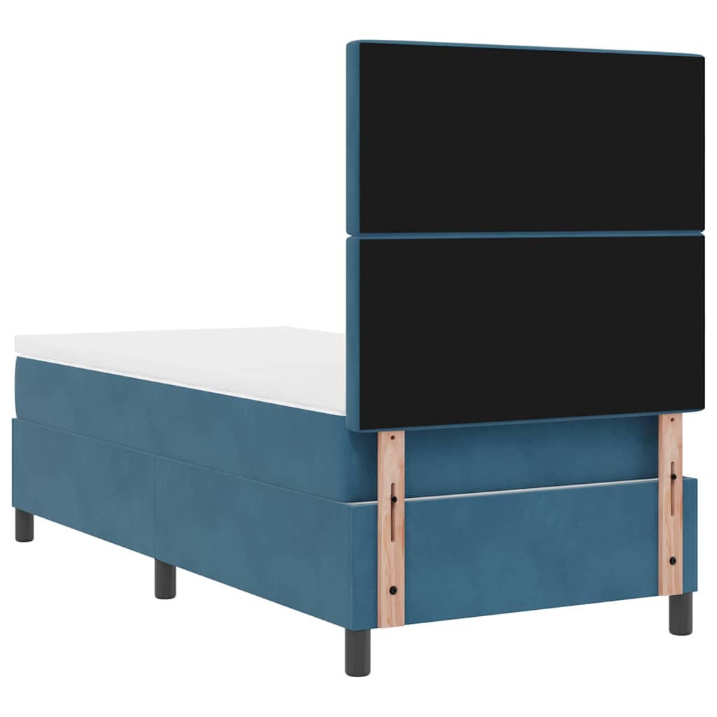 LED Box Spring Krevet s madracem Tamno plava 90 x 190 cm Baršun