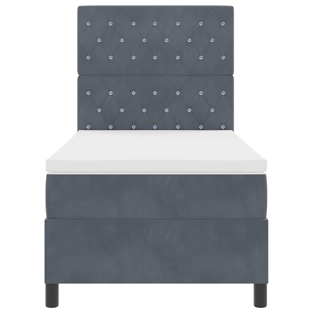 LED Box Spring Krevet s madracem Tamno siva 90 x 200 cm Baršun