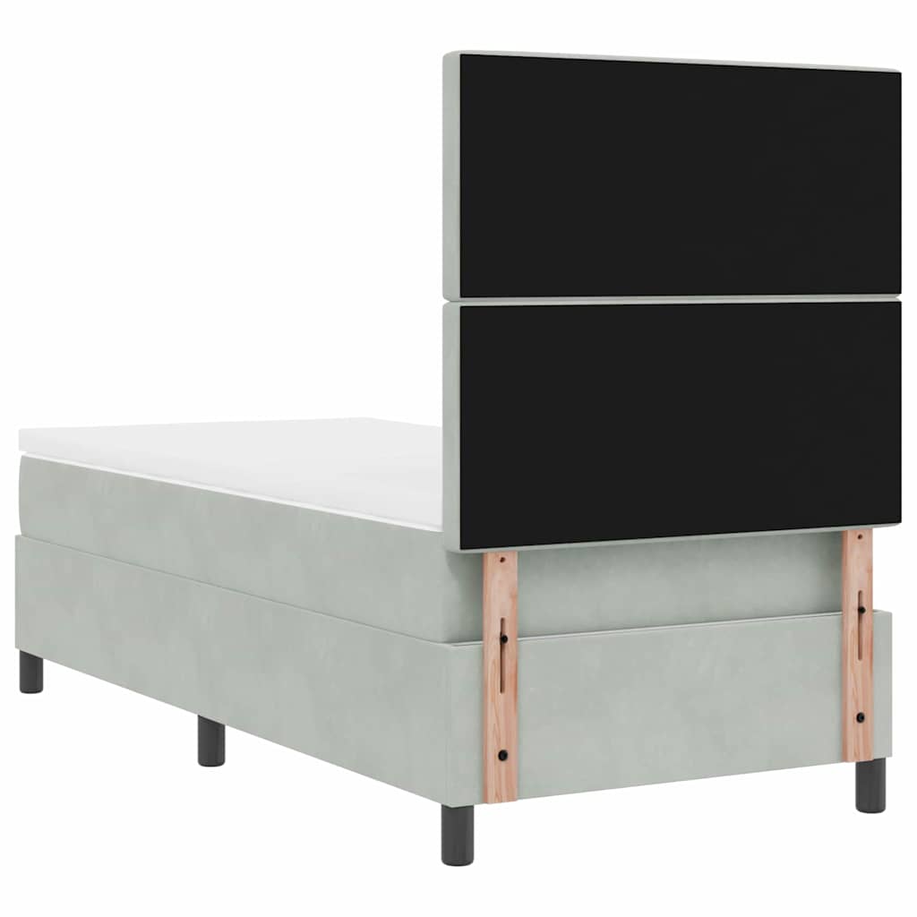 LED Box Spring Krevet Svijetlo siva 100 x 200 cm Baršun