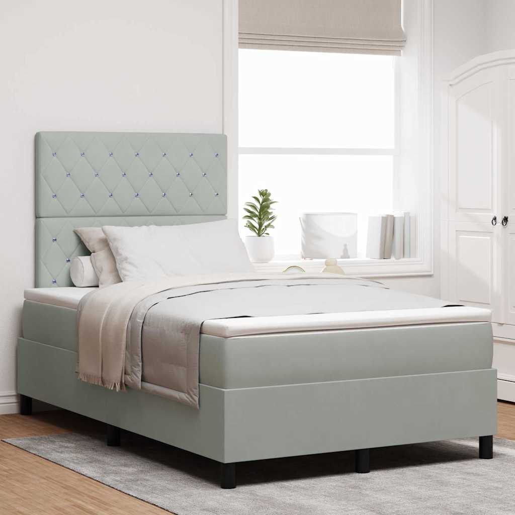 LED Box Spring Krevet Svijetlo siva 120 x 190 cm Baršun