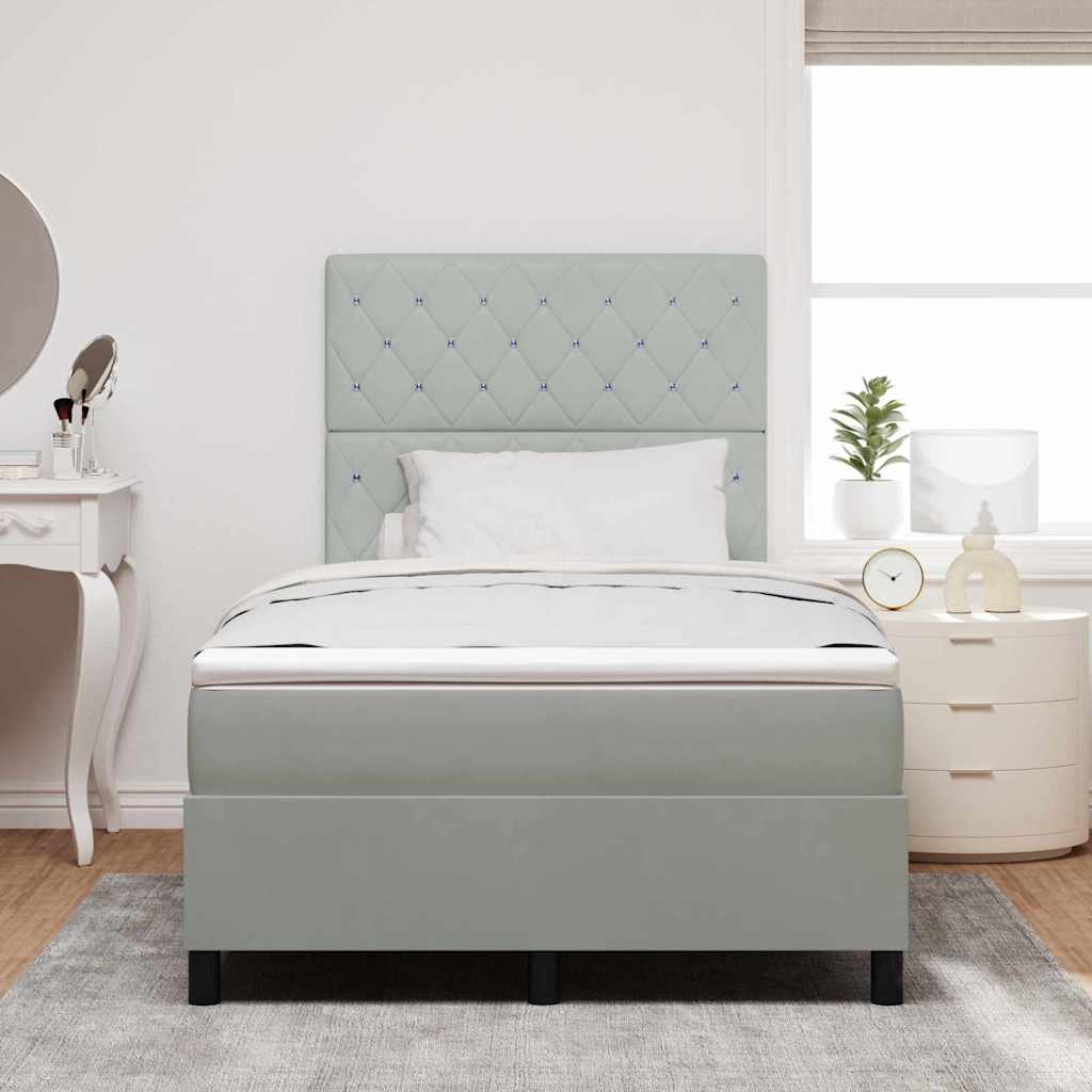 LED Box Spring Krevet Svijetlo siva 120 x 190 cm Baršun