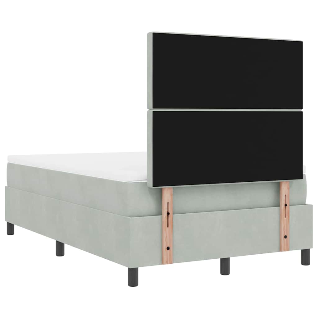 LED Box Spring Krevet Svijetlo siva 120 x 190 cm Baršun