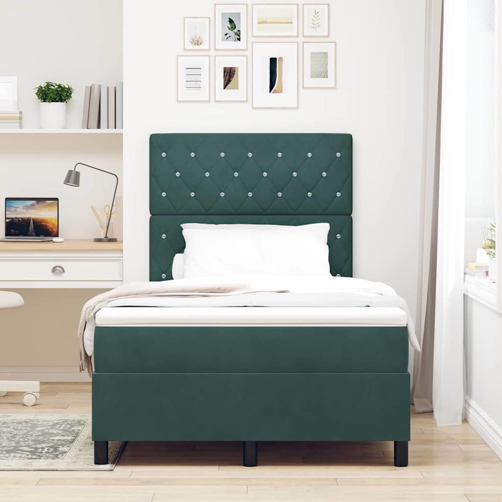 LED Box Spring Krevet Tamnozelena 120 x 190 cm Baršun