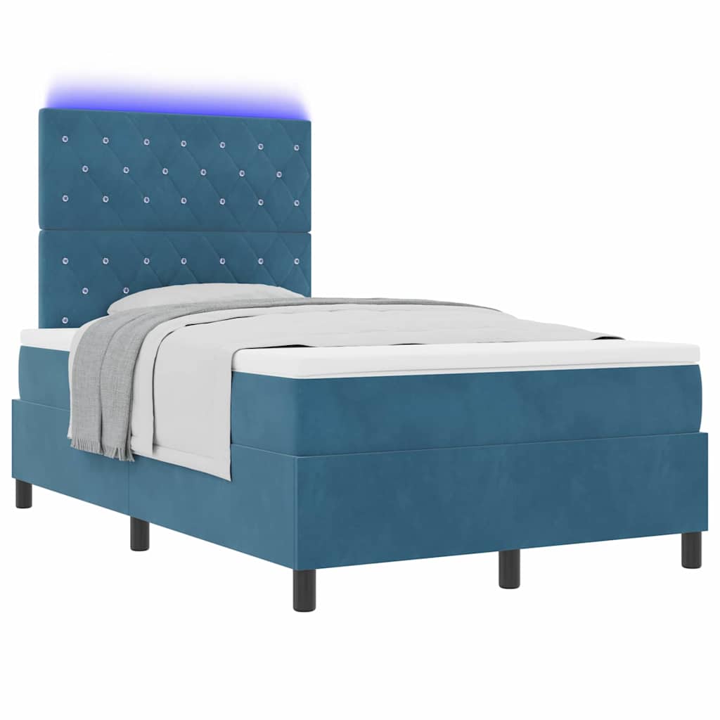 LED Box Spring Krevet Tamno plava 120 x 190 cm Baršun