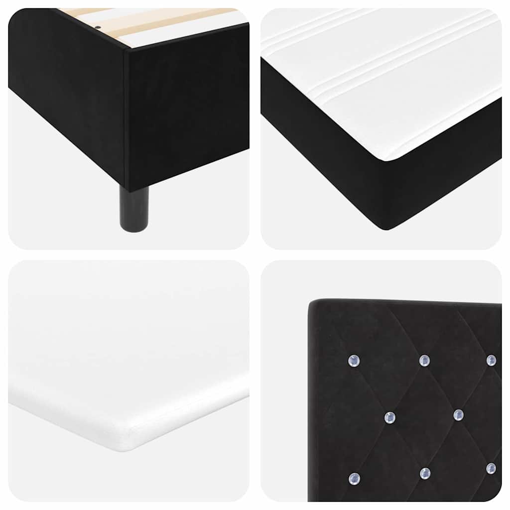 LED Box Spring Krevet s madracem Crna 120 x 200 cm Baršun