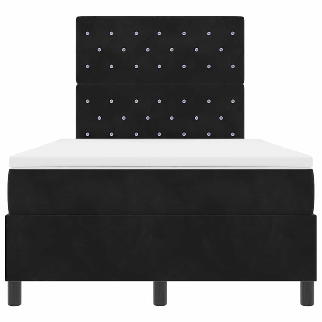 LED Box Spring Krevet s madracem Crna 120 x 200 cm Baršun