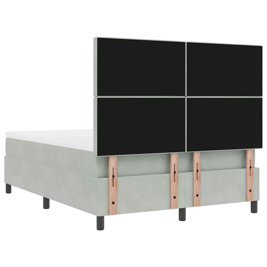 LED Box Spring Krevet Svijetlo siva 140 x 190 cm Baršun