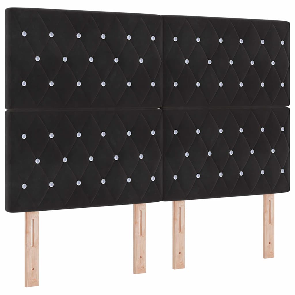 LED Box Spring Krevet s madracem Crna 140 x 190 cm Baršun