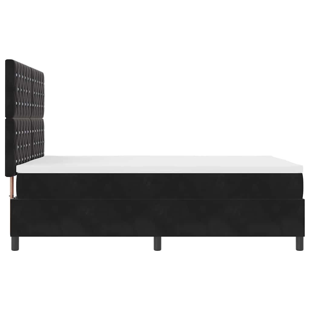 LED Box Spring Krevet s madracem Crna 140 x 190 cm Baršun